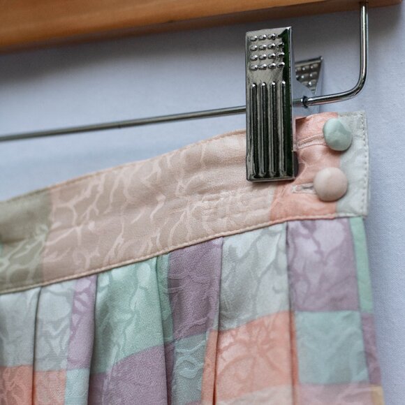 Vtg Jerri Sherman Silk Skirt Sz 4 Pastel Plaid Pleated Cottagecore Korea - Picture 3 of 8